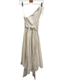 *Tibi Cotton Sleeveless One Shoulder Sash Tie Waist Asymmetric Split Hem Midi Dress, Size 4
