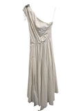 *Tibi Cotton Sleeveless One Shoulder Sash Tie Waist Asymmetric Split Hem Midi Dress, Size 4