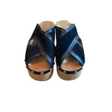 ^Isabel Marant Zipla Suede Stud Detail Wood Platform Wedge Clog Slide Sandals, Size 39