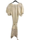 *Tuckernuck x Studio McGee Poplin Lace Hem Puff Sleeve V-Neck Belted Midi Dress, Size S