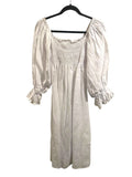 *Sleeper Atlanta Linen Balloon Sleeve Ruffle Cuff Off Shoulder Smocked Bodice Midi Dress, Size S