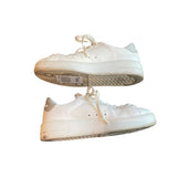 *Golden Goose Pure-Star Leather Glitter Heel Cap Lace-Up Low-Top Sneakers, Size 36