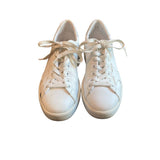 *Golden Goose Pure-Star Leather Glitter Heel Cap Lace-Up Low-Top Sneakers, Size 36