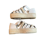 *Tory Burch Fisherman Jute & Leather Buckle Flat Platform Espadrille Sandals, Size 6