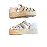 *Tory Burch Fisherman Jute & Leather Buckle Flat Platform Espadrille Sandals, Size 6