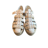 *Tory Burch Fisherman Jute & Leather Buckle Flat Platform Espadrille Sandals, Size 6