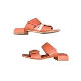 *Officine Creative Elsie Leather Double Velcro Straps 1" Block Heel Slide Sandals, Size 36