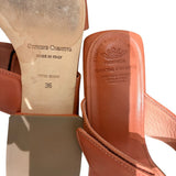 *Officine Creative Elsie Leather Double Velcro Straps 1" Block Heel Slide Sandals, Size 36