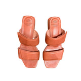 *Officine Creative Elsie Leather Double Velcro Straps 1" Block Heel Slide Sandals, Size 36