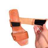 *Officine Creative Elsie Leather Double Velcro Straps 1" Block Heel Slide Sandals, Size 36