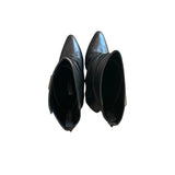 *Manolo Blahnik Josi Pointed Toe Buckle Wrap 4" Block Heel Low Shaft Boots, Size 41