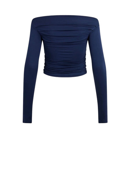 ^NWT Favorite Daughter The Get Him Back Long Sleeve Boat Neck Ruched Top, Size S