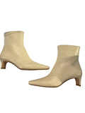 *Staud Wally Leather Snip Toe Side Zipper Blade Heel Low Shaft Boots, Size 38.5