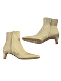 *Staud Wally Leather Snip Toe Side Zipper Blade Heel Low Shaft Boots, Size 38.5