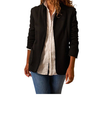 ^Frank & Eileen Dublin Cotton Triple Terry Notch Lapel Patch Pocket Open Blazer Jacket, Size M