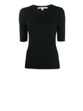 *Veronica Beard Dillon Ribbed Jersey Short Sleeve Crew Neck Top, Size M