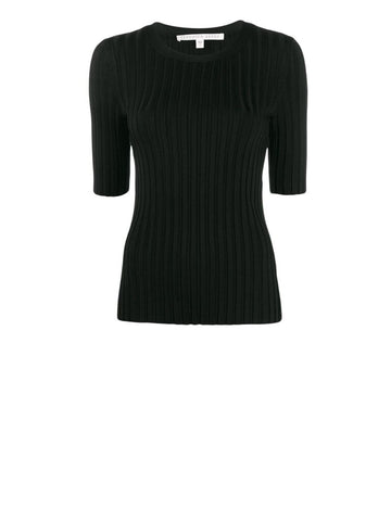 ^Veronica Beard Dillon Ribbed Jersey Short Sleeve Crew Neck Top, Size M
