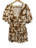 *Rhode Madeline Cotton Floral Puff Elbow Sleeve Tie Waist Mini Dress, Size 6