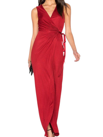*NWT Diane von Furstenberg Taley Satin Sleevless Surplice Tie Wrap Draped Maxi Dress, Size 10
