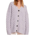 *A.L.C Jacks Wool Honeycomb Knit Marled V-Neck Button-Up Oversized Boyfriend Cardigan, Size XS