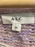 *A.L.C Jacks Wool Honeycomb Knit Marled V-Neck Button-Up Oversized Boyfriend Cardigan, Size XS