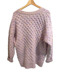 *A.L.C Jacks Wool Honeycomb Knit Marled V-Neck Button-Up Oversized Boyfriend Cardigan, Size XS