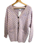 *A.L.C Jacks Wool Honeycomb Knit Marled V-Neck Button-Up Oversized Boyfriend Cardigan, Size XS