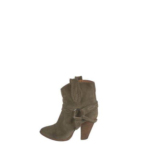 ^Isabel Marant Etoile Rawson Suede Whipstitch Detail 4" Cuban Heel Cowboy Ankle Boots, Size 40