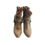 *Isabel Marant Etoile Rawson Suede Whipstitch Detail 4" Cuban Heel Cowboy Ankle Boots, Size 40