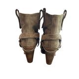*Isabel Marant Etoile Rawson Suede Whipstitch Detail 4" Cuban Heel Cowboy Ankle Boots, Size 40