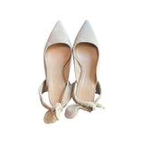 *M. Gemi The Lasso Suede Leather Pointed Toe Bow Vamp 60mm Heel Mule, Size 39.5