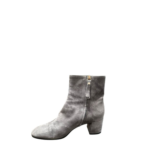 M. Gemi Corsa Suede Leather Square Toe Block Heel Low Shaft Ankle Boot, Size 39.5