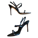 *Veronica Beard Alta Leather Buckle Straps 4.5" Stiletto Heel Slingback Sandals, Size 10