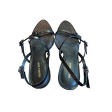 *Veronica Beard Alta Leather Buckle Straps 4.5" Stiletto Heel Slingback Sandals, Size 10