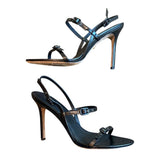 *Veronica Beard Alta Leather Buckle Straps 4.5" Stiletto Heel Slingback Sandals, Size 10