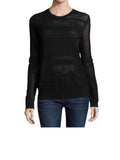 *Vince Nylon Blend Semi-Sheer Pointelle Knit Crew Neck Pullover Sweater Top, Size XS