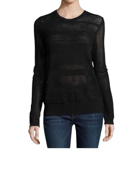 *Vince Nylon Blend Semi-Sheer Pointelle Knit Crew Neck Pullover Sweater Top, Size XS