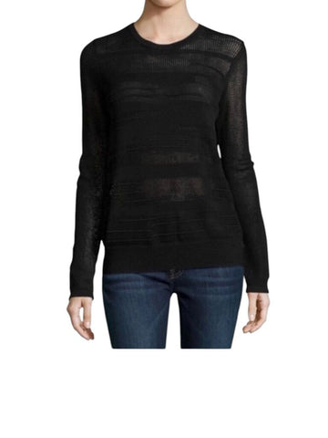 *Vince Nylon Blend Semi-Sheer Pointelle Knit Crew Neck Pullover Sweater Top, Size XS