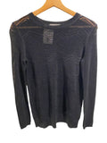 *Vince Nylon Blend Semi-Sheer Pointelle Knit Crew Neck Pullover Sweater Top, Size XS