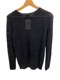 *Vince Nylon Blend Semi-Sheer Pointelle Knit Crew Neck Pullover Sweater Top, Size XS