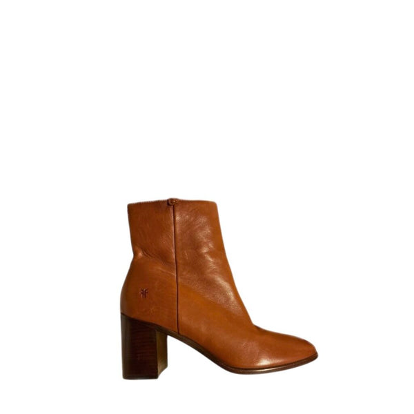 ^Frye Julia Leather Side Zipper 3" Block Heel Low Shaft Boots, Size 7.5