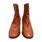 *Frye Julia Leather Side Zipper 3" Block Heel Low Shaft Boots, Size 7.5