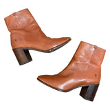 *Frye Julia Leather Side Zipper 3" Block Heel Low Shaft Boots, Size 7.5