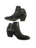 *Frye Judith Bootie Leather Double Side Zipper 2.5" Stacked Cuban Heel Ankle Boots, Size 7.5