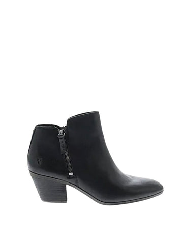 *Frye Judith Bootie Leather Double Side Zipper 2.5" Stacked Cuban Heel Ankle Boots, Size 7.5