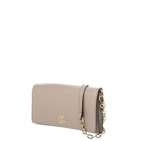 ^Tory Burch Robinson Saffiano Leather Flap Front Snap Closure Chain Strap Wallet Crossbody Bag