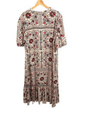 *Tuckernuck Patchwork Floral Lewis Puff Sleeve Round Collar Button Up Tiered Hem Dress, Size XL