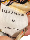 ^Ulla Johnson Jade Cotton Magnolia Floral Blouson Sleeve Collarless Button-Up Cropped Jacket, Size M