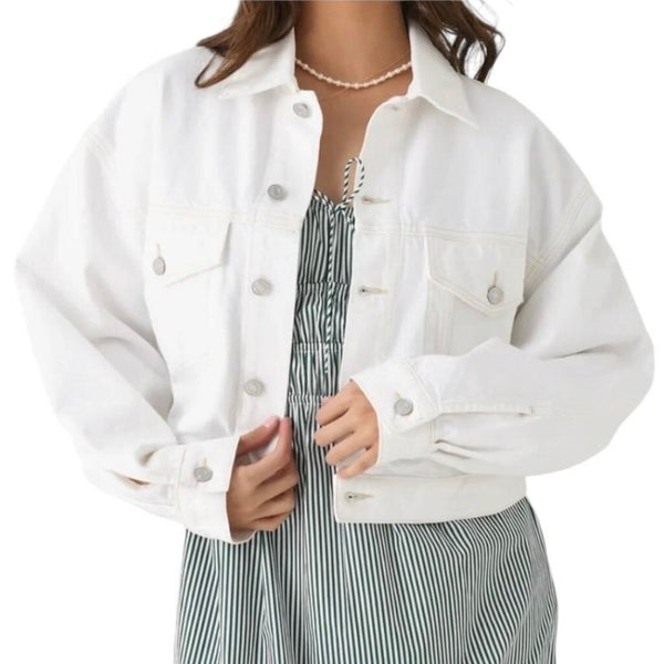 ^AGOLDE Palmer Cotton Denim Balloon Sleeve Cropped Trucker Jean Jacket, Size XS