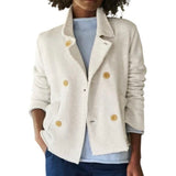 *Frank & Eileen Mini Belfast Heathered Cotton Triple Terry Double Breasted Notch Lapel Cropped Blazer Jacket, Size M